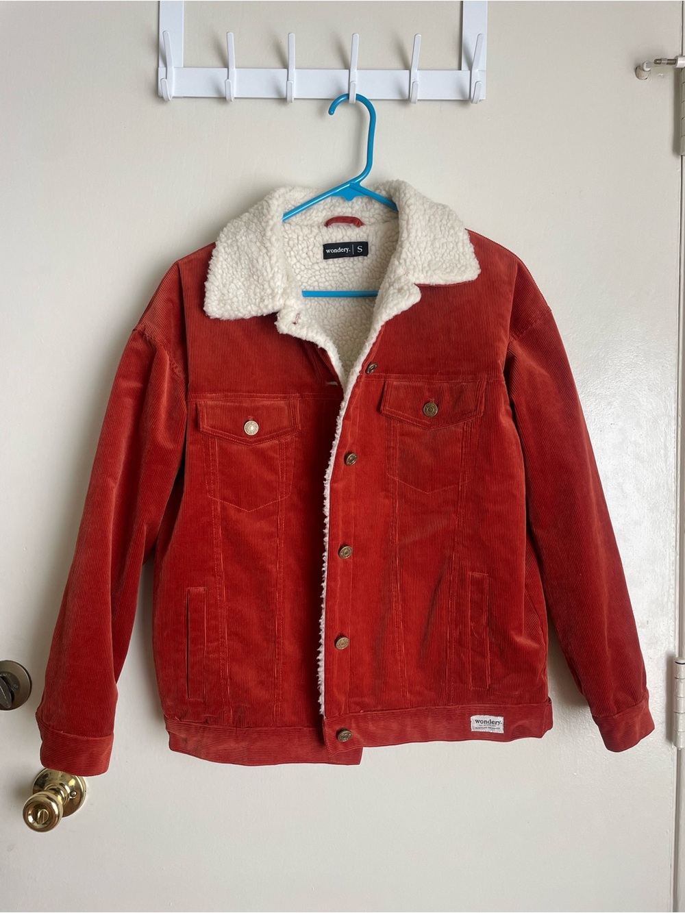 Wondery Red Corduroy Sherpa Jacket